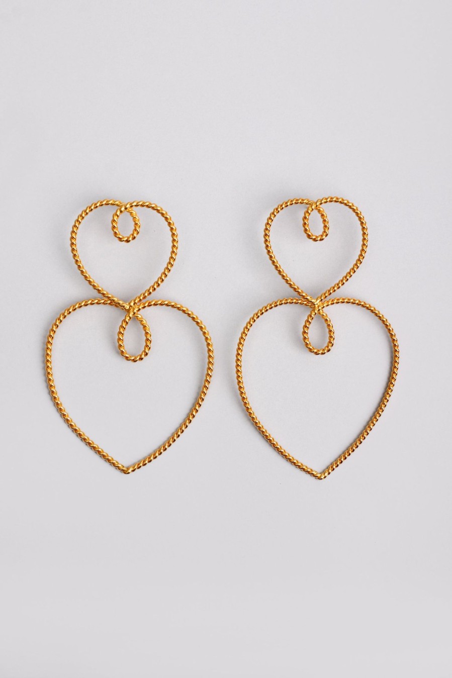 Bijoux Vanina | Boucles D'Oreilles Double Coeurs D'Or