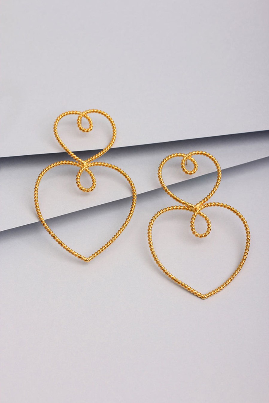 Bijoux Vanina | Boucles D'Oreilles Double Coeurs D'Or